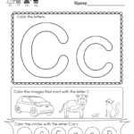Letter C Coloring Worksheet   Free Kindergarten English Throughout Letter C Worksheets For Toddlers