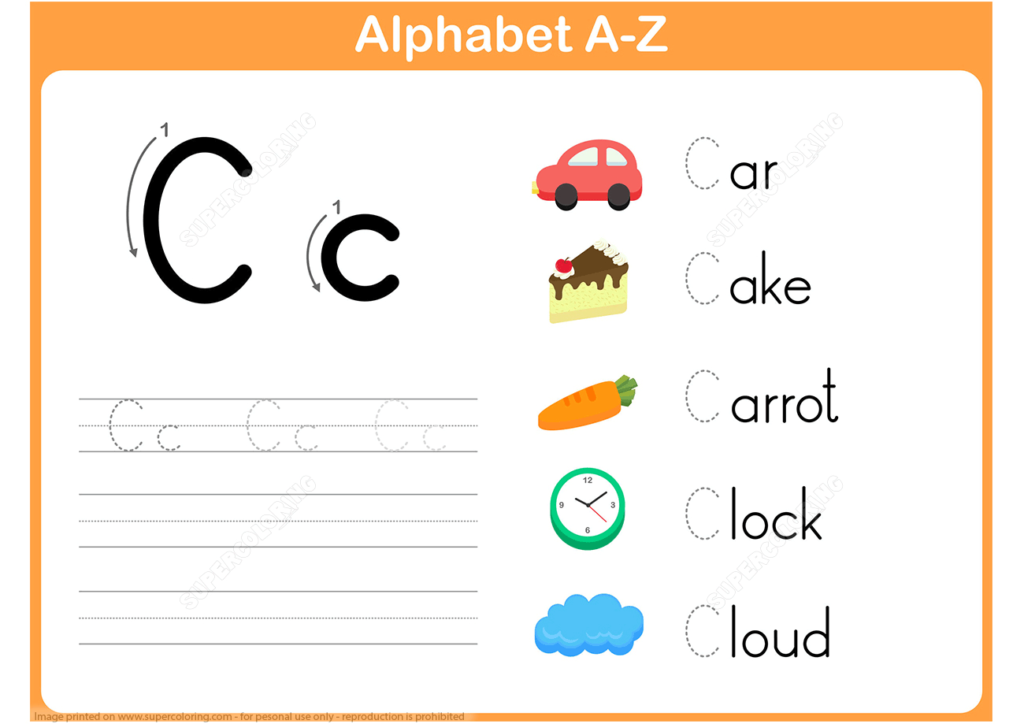 Letter C Tracing Worksheet | Super Coloring | Alphabet Inside Letter C Worksheets Pdf