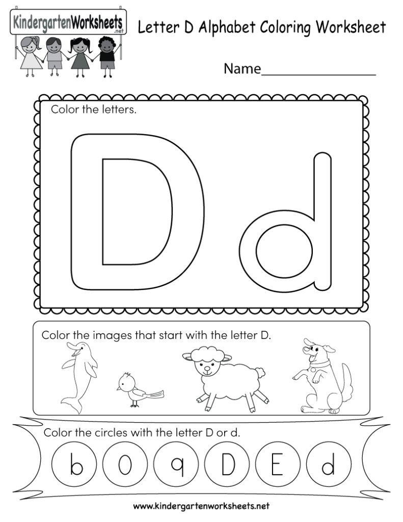Letter D Coloring Worksheet   Free Kindergarten English Within D Letter Worksheets