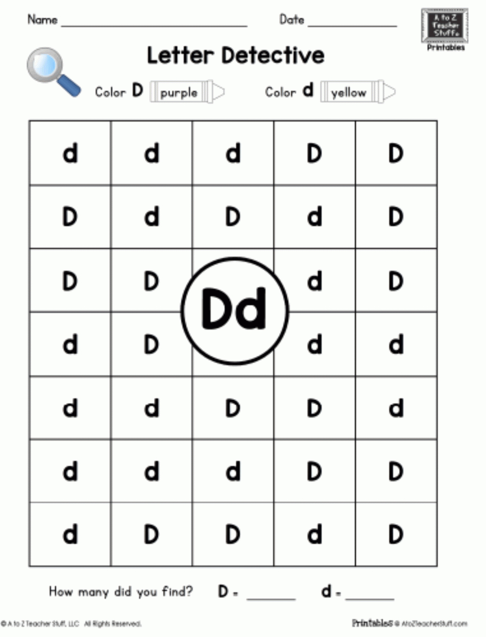 Letter D: Letter Detective Uppercase &amp;amp; Lowercase Visual within Letter Dd Worksheets