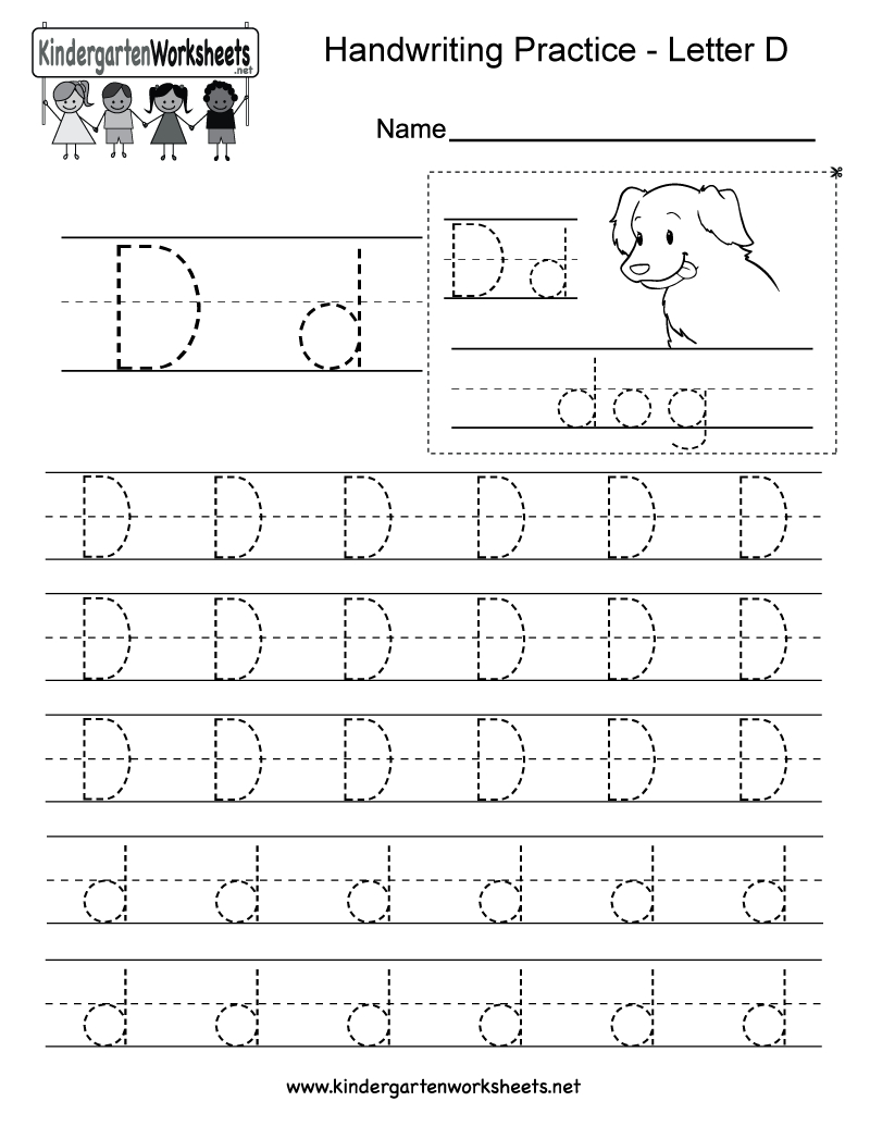 Letter D Writing Practice Worksheet - Free Kindergarten for Letter D Worksheets Free Printables