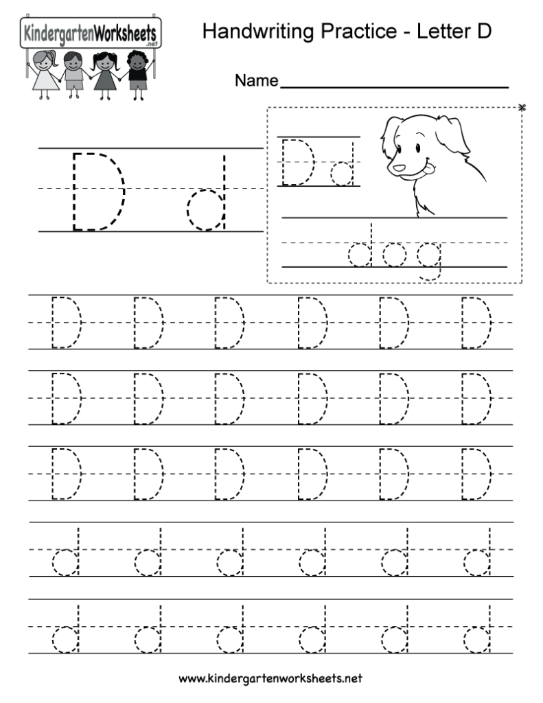 Letter D Writing Practice Worksheet   Free Kindergarten With Letter D Worksheets