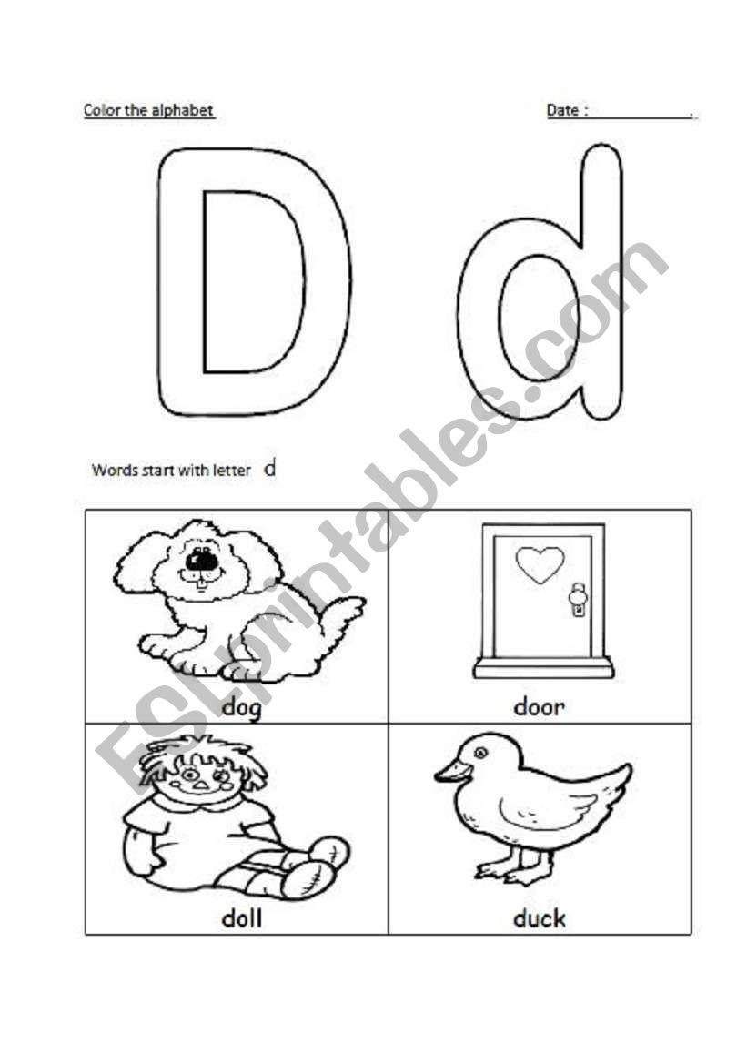 Letter Dd Recognition - Esl Worksheetsesame Teacher throughout Letter Dd Worksheets