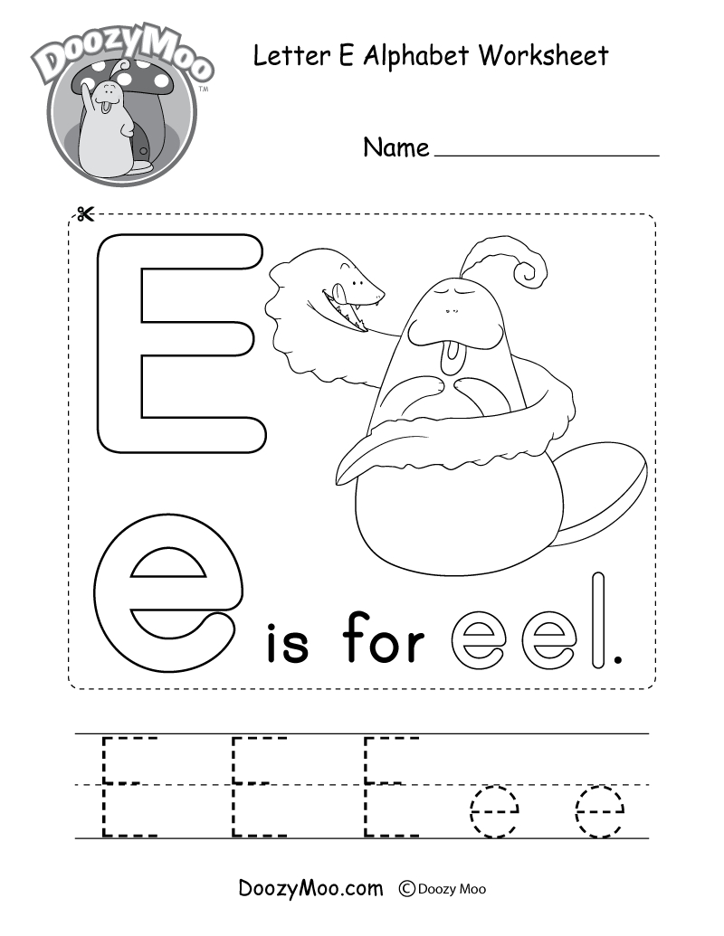 Letter E Alphabet Activity Worksheet - Doozy Moo for E Letter Worksheets