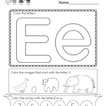 Letter E Coloring Worksheet   Free Kindergarten English Within Alphabet Worksheets Letter E