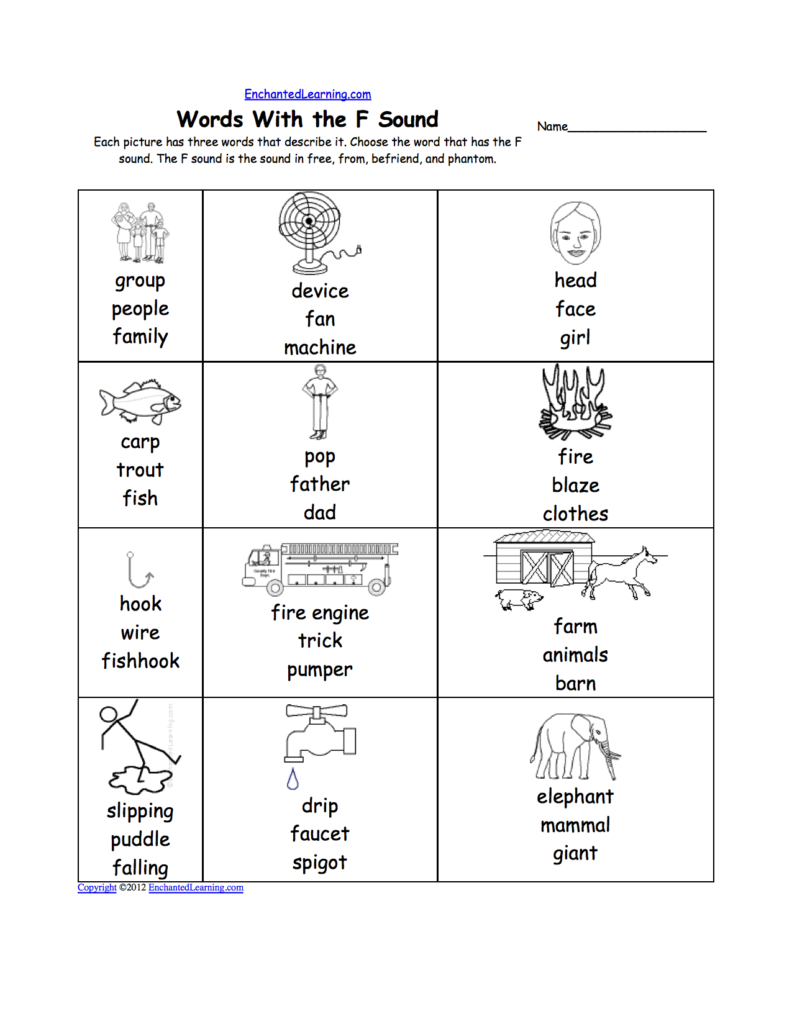 Letter F Alphabet Activities At Enchantedlearning With Regard To Letter F Worksheets For 1St Grade