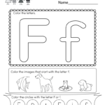 Letter F Coloring Worksheet   Free Kindergarten English Within F Letter Worksheets