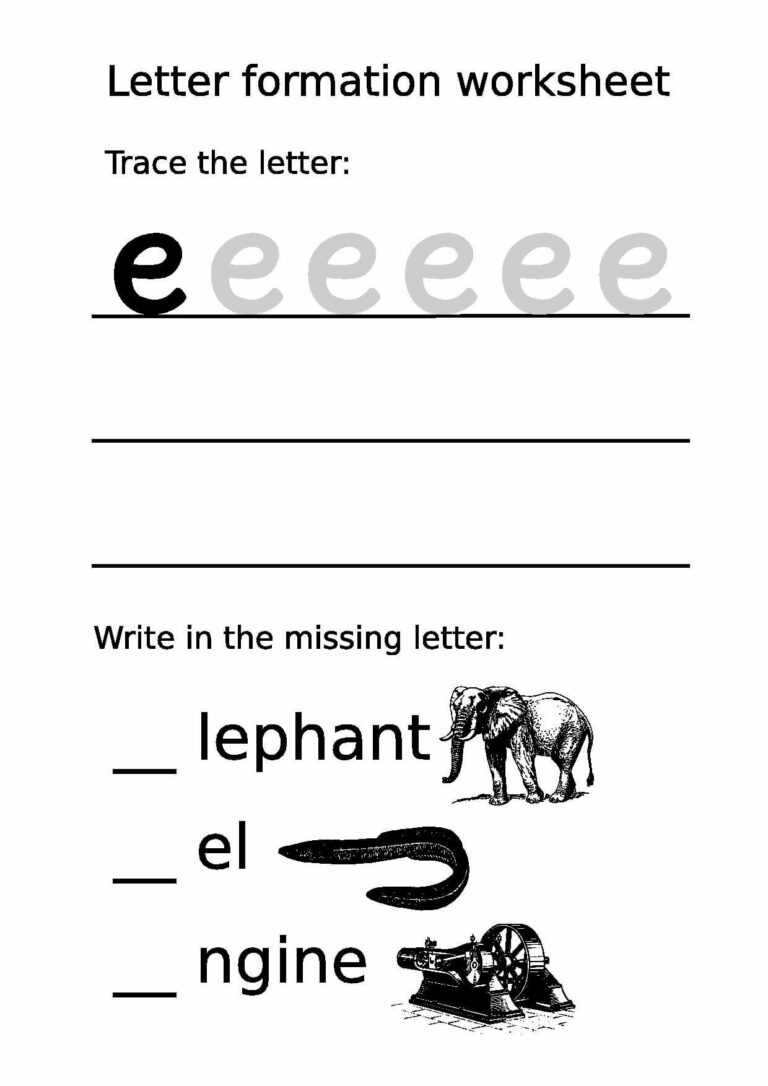 Letter Formation Worksheet Lowercase E | Free Printable pertaining to Letter E Worksheets ...