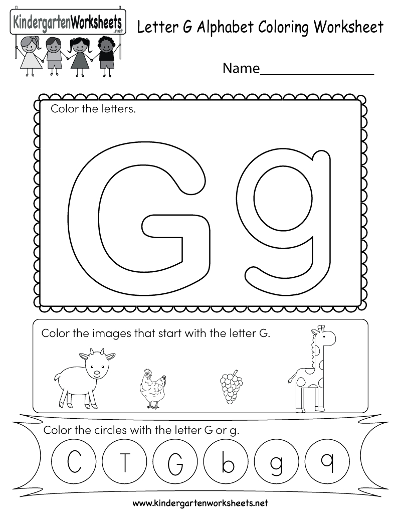 Letter G Coloring Worksheet - Free Kindergarten English pertaining to Letter G Worksheets For Toddlers