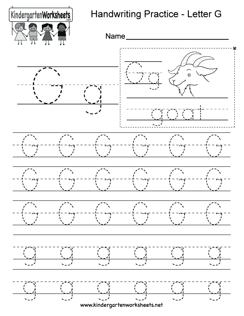 Letter G Writing Practice Worksheet - Free Kindergarten inside Letter G Worksheets For Preschool