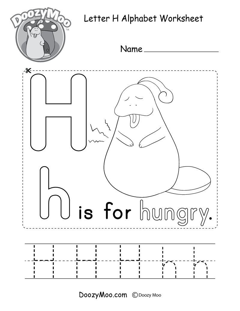 Letter H Alphabet Activity Worksheet - Doozy Moo with Letter H Worksheets Free Printables
