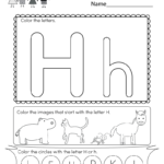 Letter H Coloring Worksheet   Free Kindergarten English Inside Letter H Worksheets For Toddlers