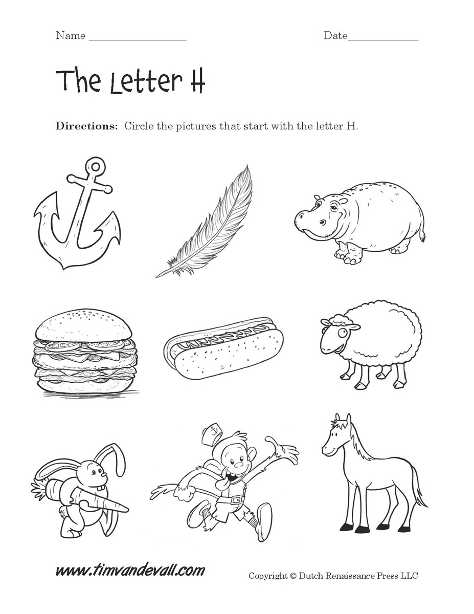 Letter H Worksheets throughout Letter H Worksheets Free Printables