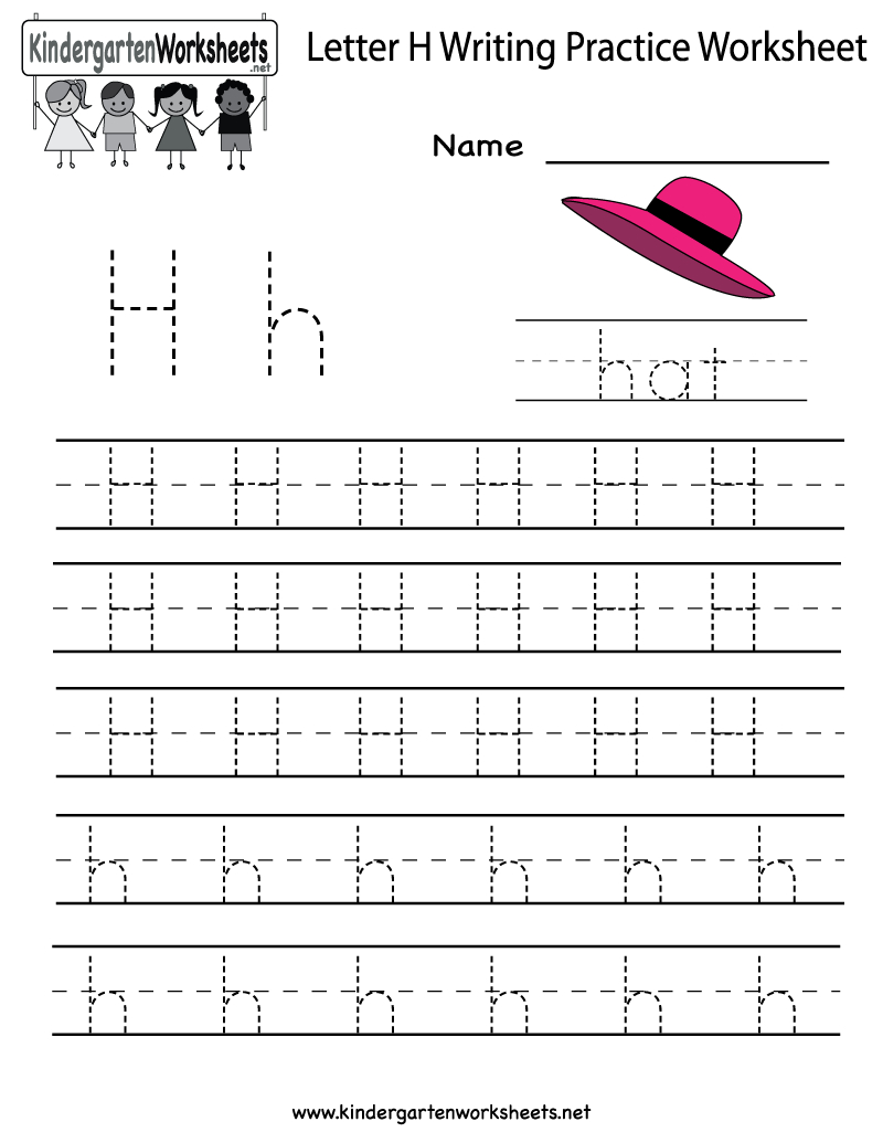 Letter H Writing Practice Worksheet - Free Kindergarten for Alphabet Worksheets H