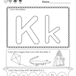 Letter K Coloring Worksheet   Free Kindergarten English In Letter K Worksheets Pdf