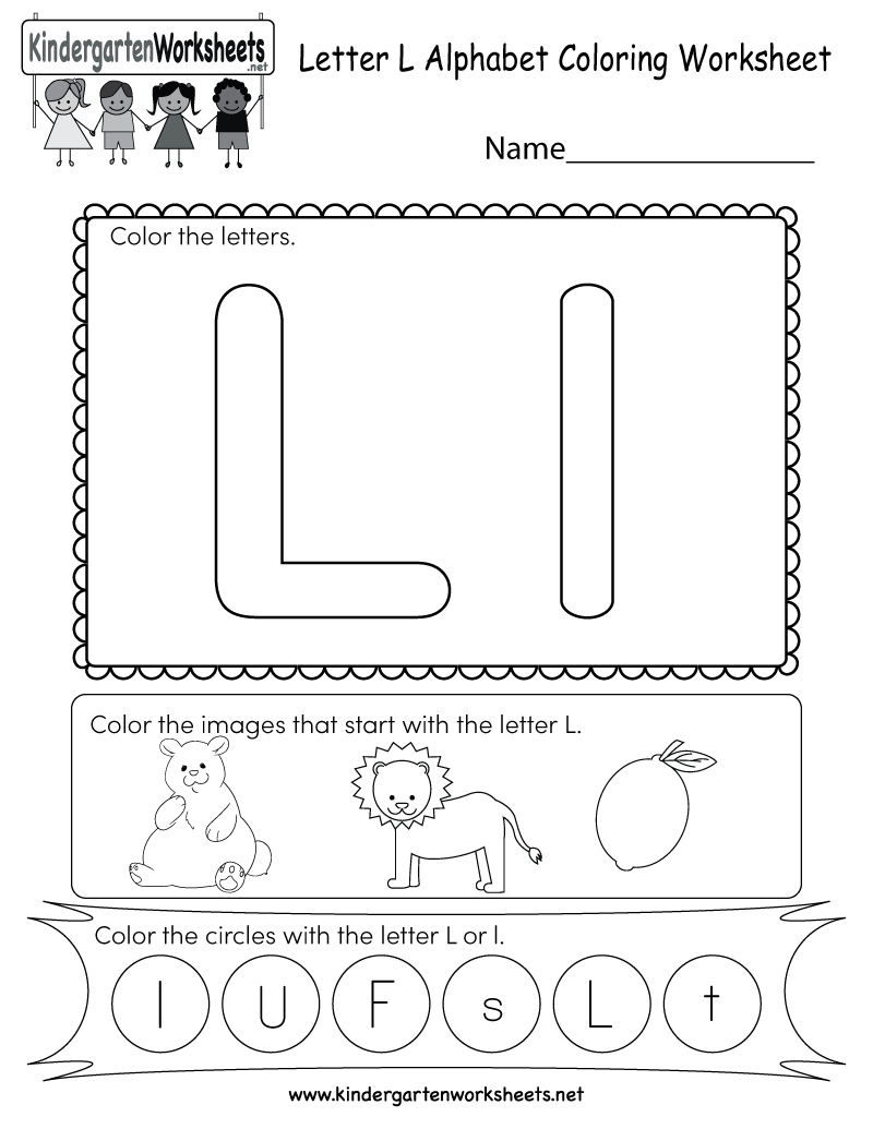 Letter L Coloring Worksheet - Free Kindergarten English within Letter L Worksheets Pdf