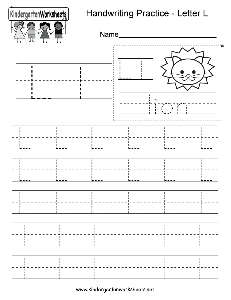 Letter L Writing Practice Worksheet - Free Kindergarten pertaining to Letter B Worksheets Printable