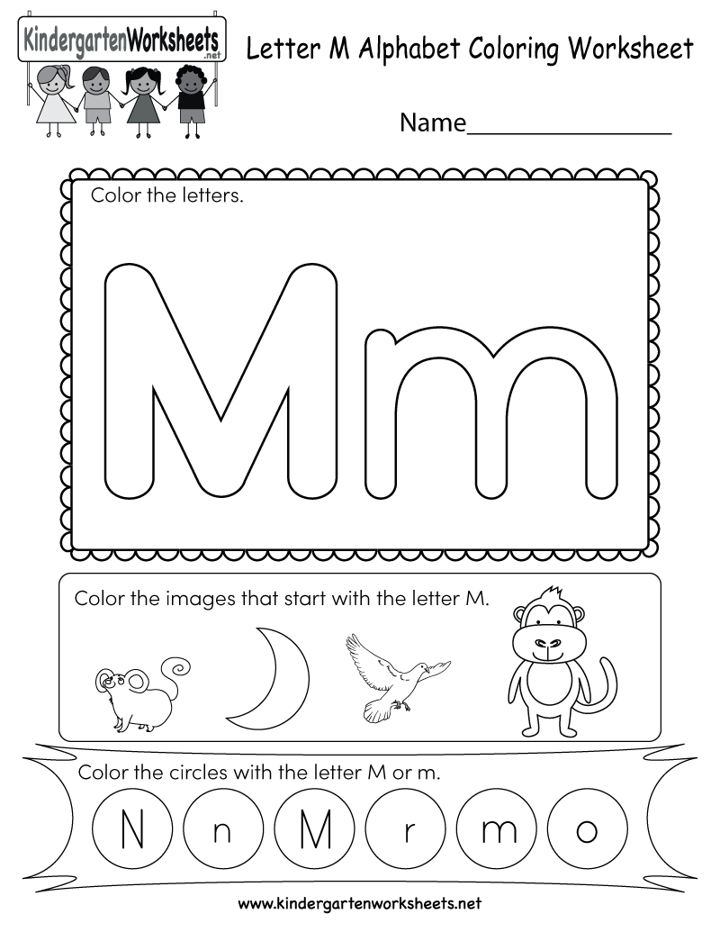 Letter M Coloring Worksheet - Free Kindergarten English for Letter M Worksheets Printable