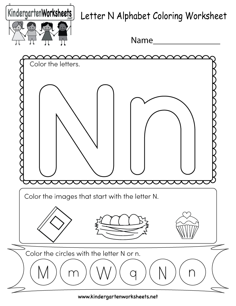 Letter N Coloring Worksheet - Free Kindergarten English with regard to Letter N Worksheets For Kindergarten