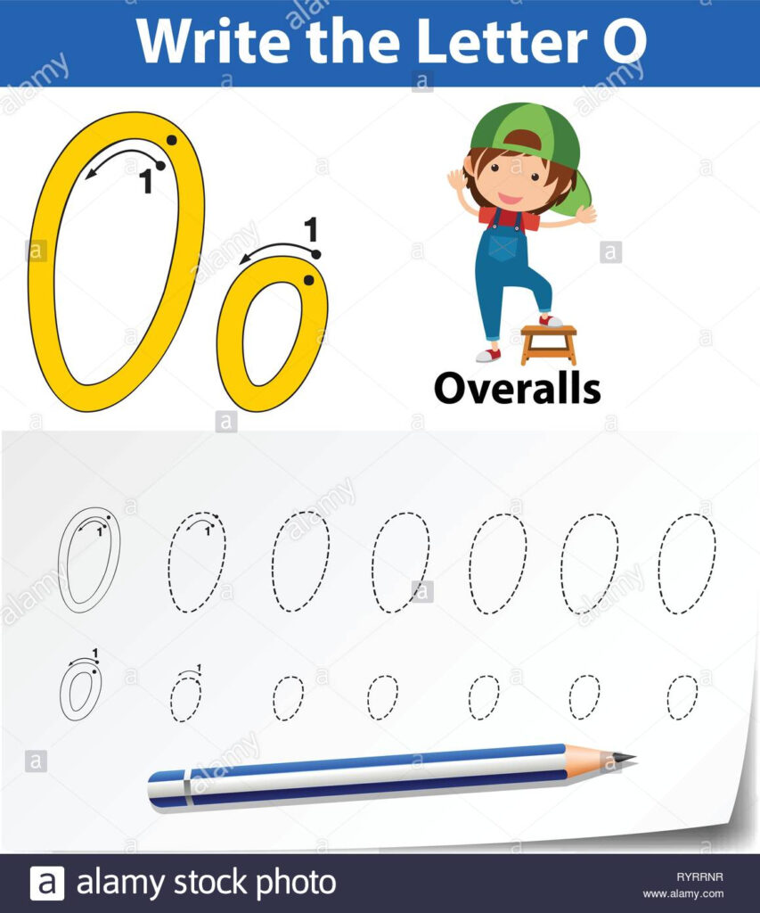 Letter O Tracing Alphabet Worksheets Illustration Stock Within Letter 0 Worksheets