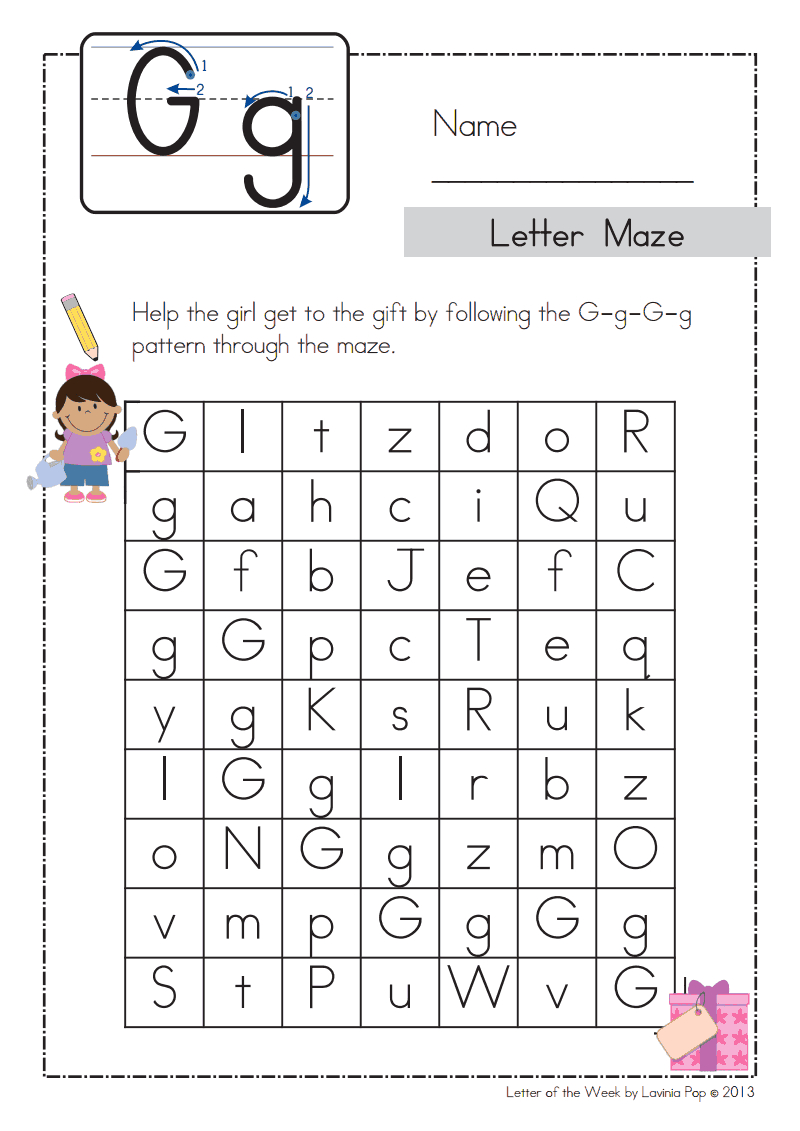 Letter Of The Week G Maze.pdf - Google Drive | Alphabet for Letter G Worksheets Pdf