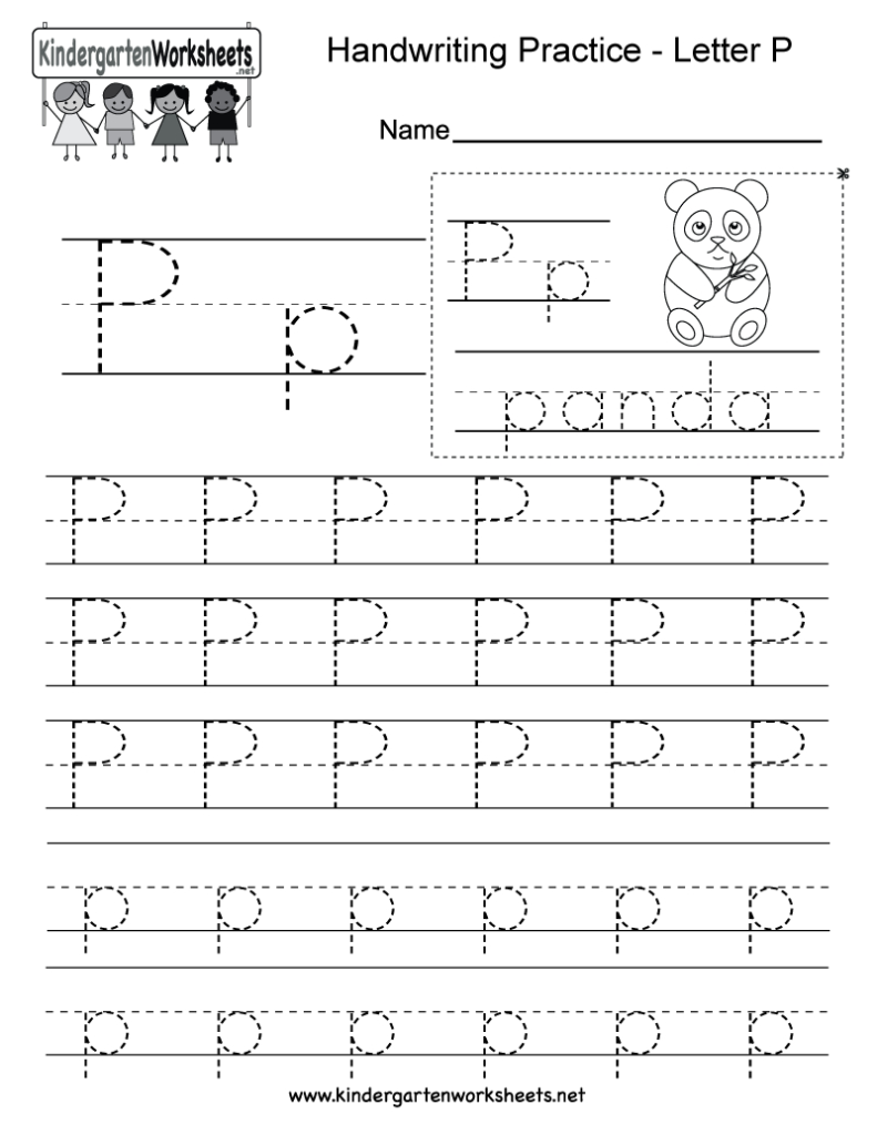 Letter P Writing Practice Worksheet   Free Kindergarten Throughout Alphabet Worksheets P
