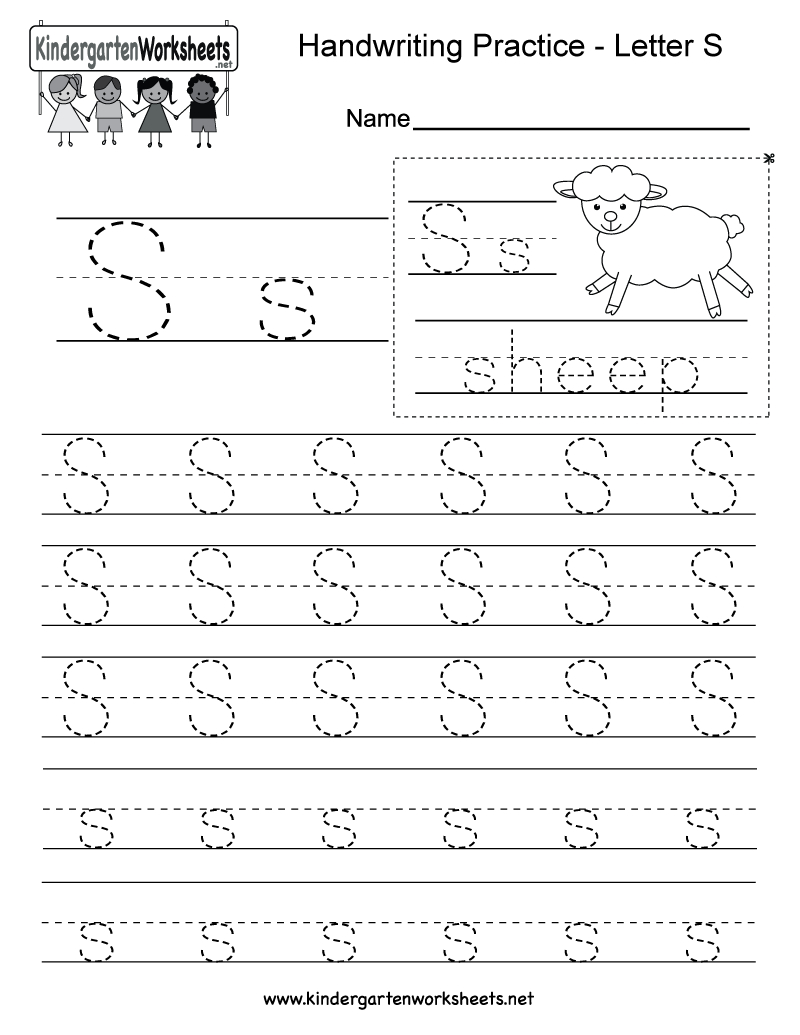 Letter S Writing Practice Worksheet - Free Kindergarten pertaining to Letter S Worksheets