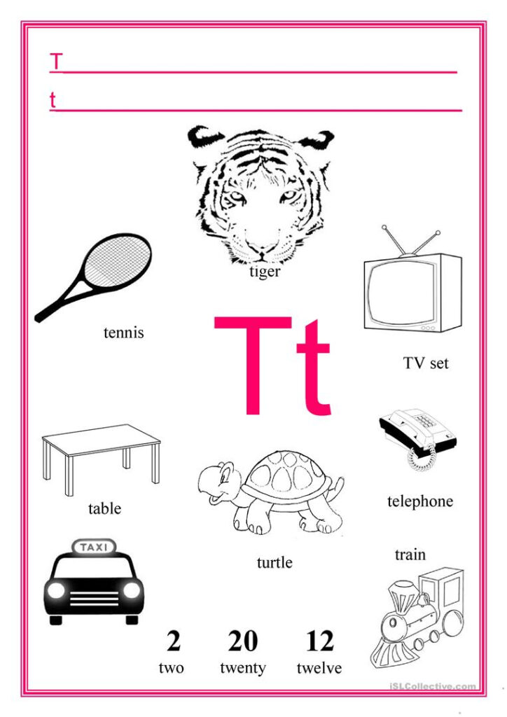 Letter T   English Esl Worksheets For T Letter Worksheets