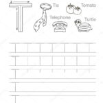 Letter T. Learn Handwriting. — Stock Vector Within Letter T Worksheets Handwriting