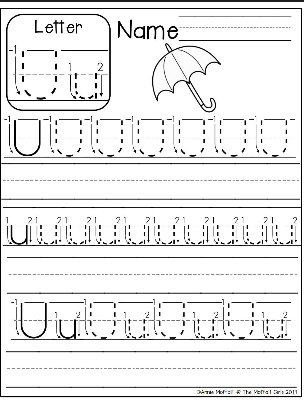 Letter U Worksheet | Preschool Writing, Preschool Worksheets in Letter U Worksheets Handwriting Kindergarten
