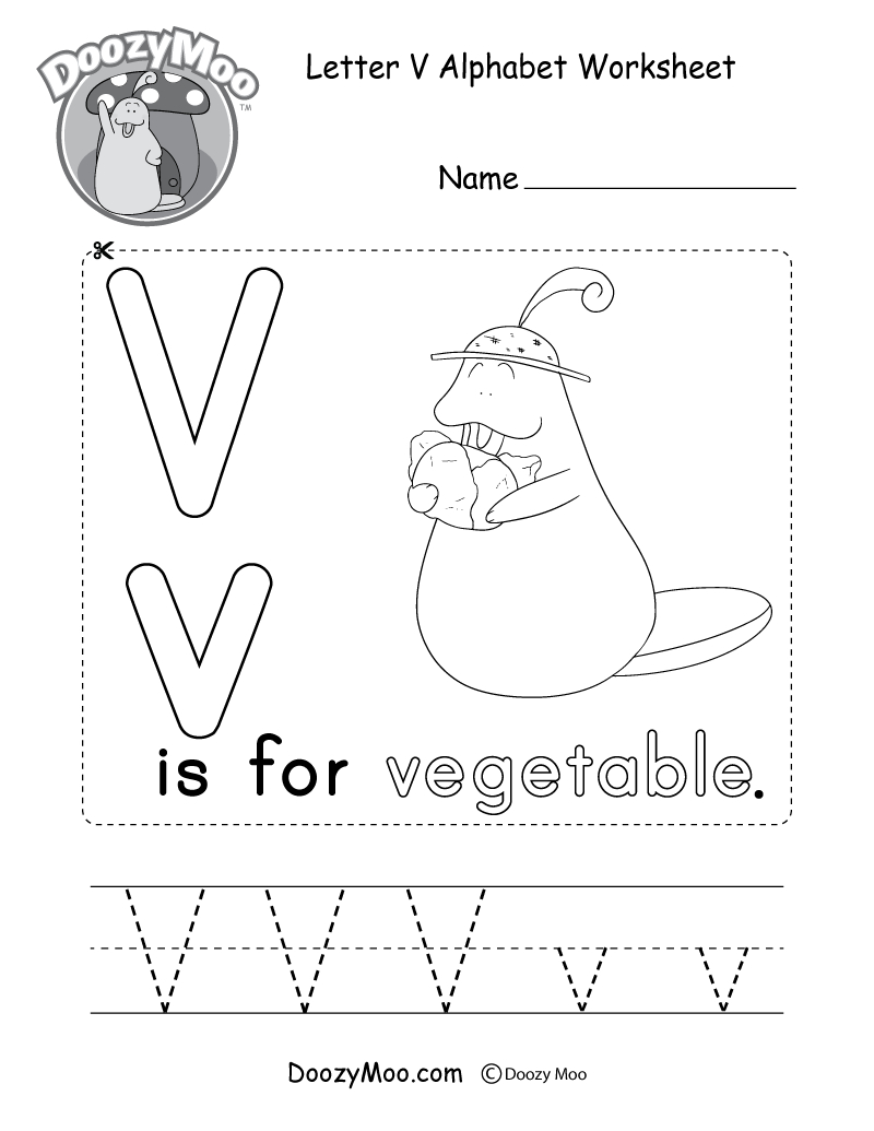 Letter V Alphabet Activity Worksheet - Doozy Moo in Alphabet V Worksheets