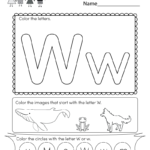 Letter W Coloring Worksheet   Free Kindergarten English Throughout Alphabet Worksheets W