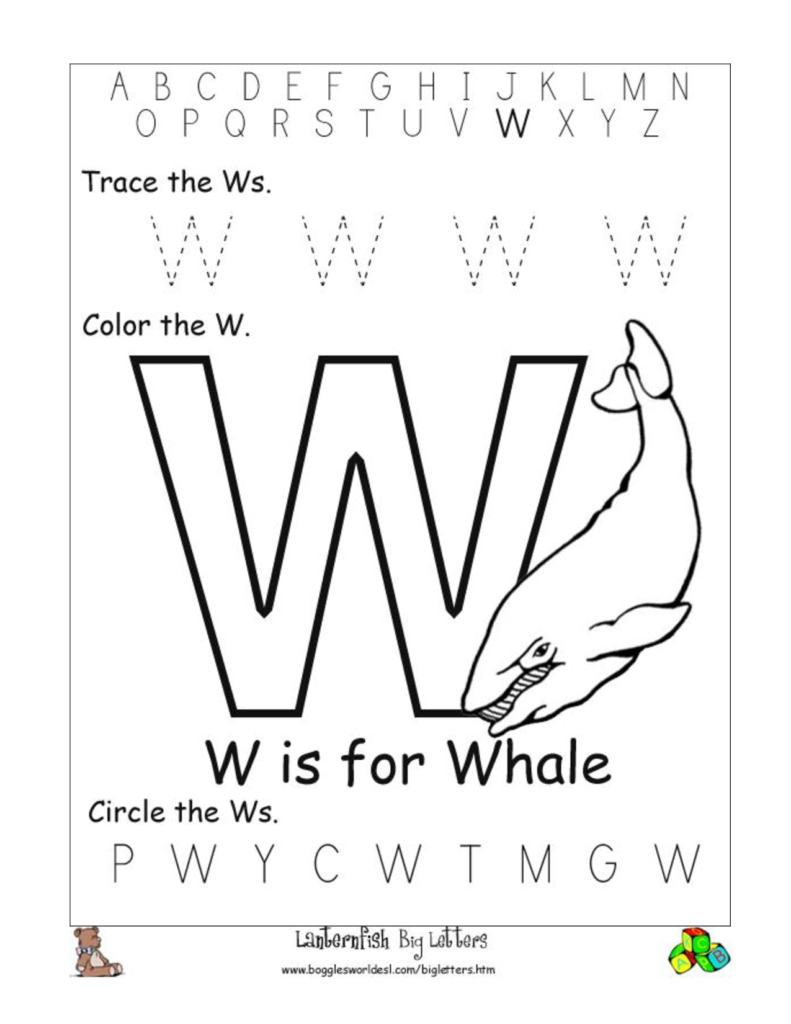 Letter W Worksheet For Preschool | Alphabet Worksheet Big For W Letter Worksheets