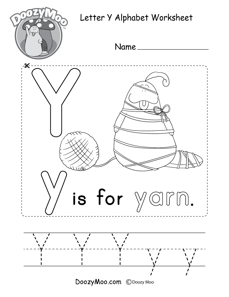 Letter Y Alphabet Activity Worksheet - Doozy Moo inside Letter Y Worksheets Free Printable