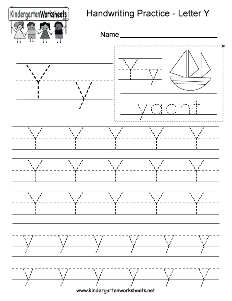 Letter Y Writing Practice Worksheet For Kindergarteners. You In Letter Y Worksheets Free