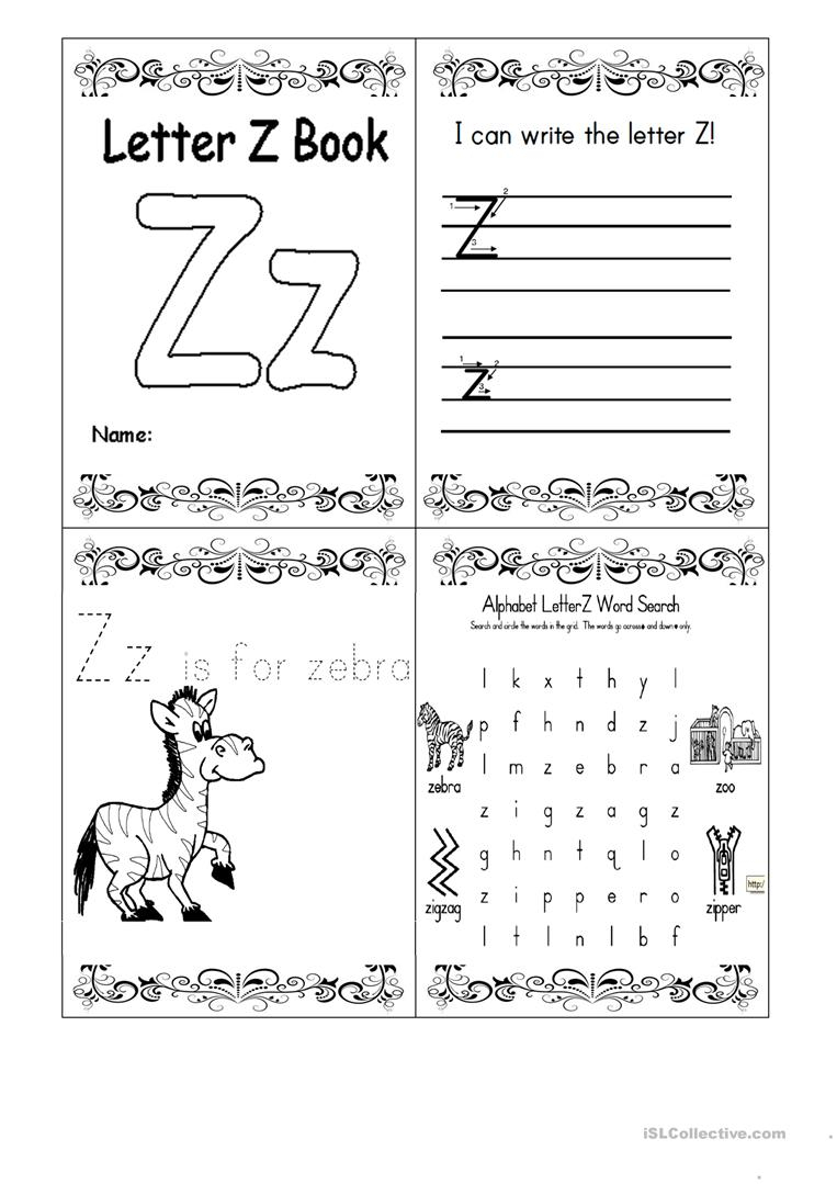 Letter Z Booklet - English Esl Worksheets pertaining to Alphabet Worksheets For Dyslexia