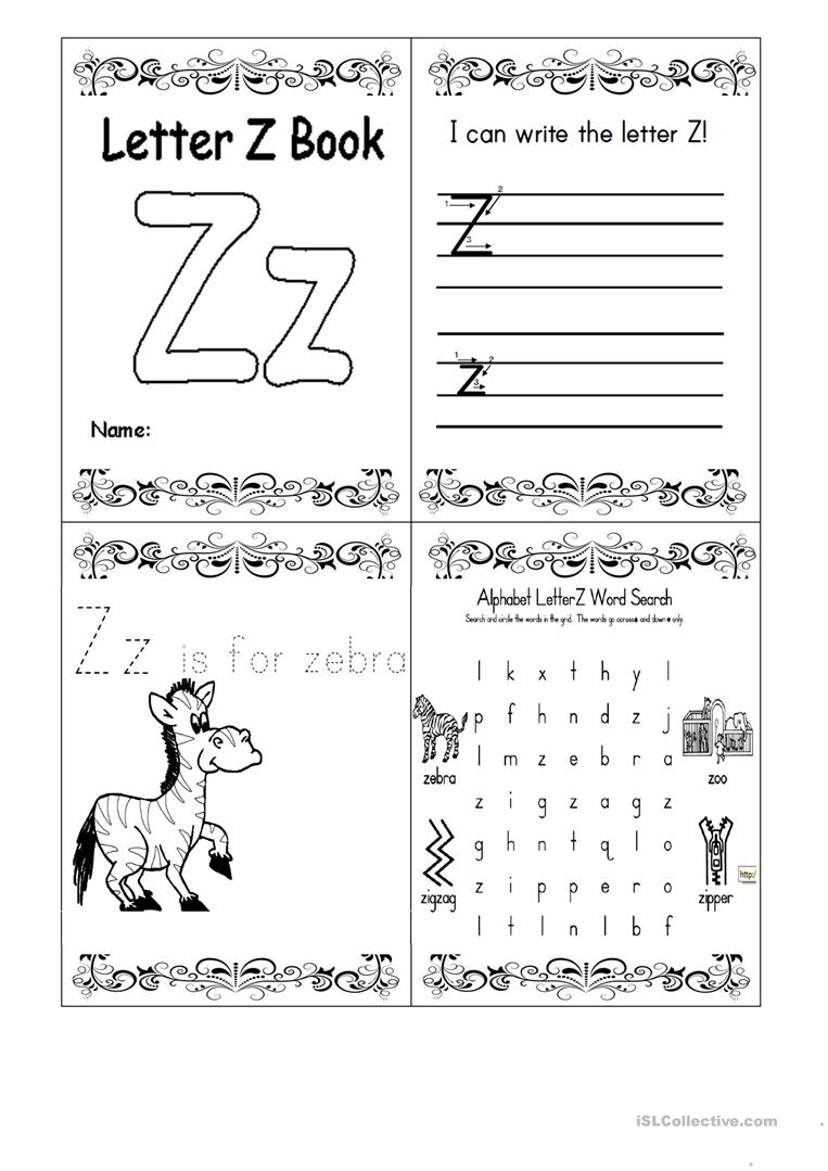 Letter Z Booklet - English Esl Worksheets with regard to Letter Z Worksheets