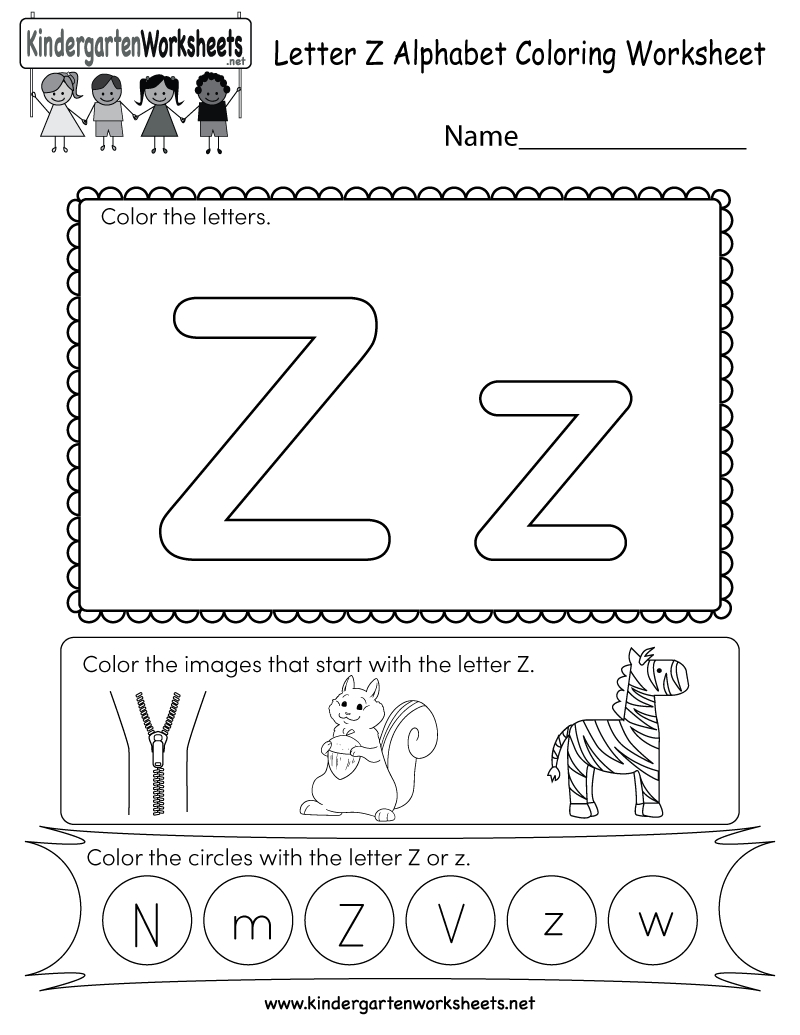 Letter Z Coloring Worksheet - Free Kindergarten English with regard to Letter Z Worksheets Free