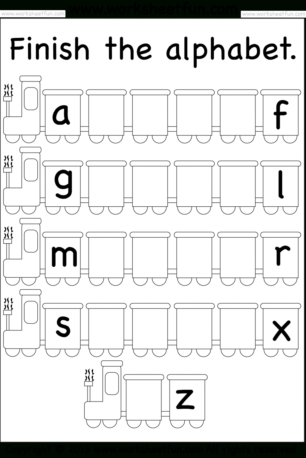Letters Missing Free Printable Worksheets Az For intended for A-Z Alphabet Worksheets Kindergarten