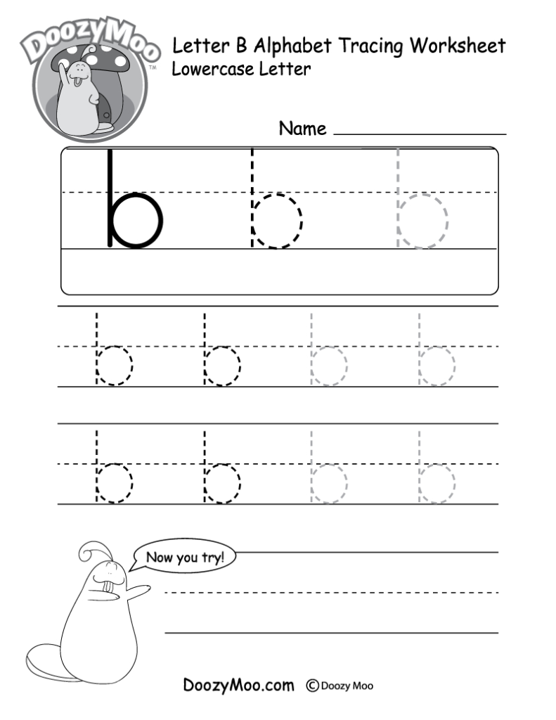 Lowercase Letter "b" Tracing Worksheet   Doozy Moo Inside Alphabet Tracing Worksheets B