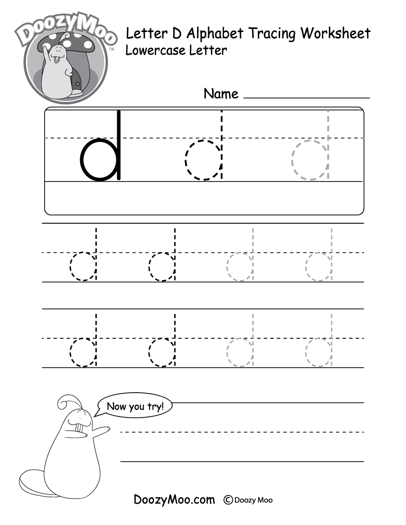 Lowercase Letter &amp;quot;d&amp;quot; Tracing Worksheet - Doozy Moo regarding D Letter Worksheets