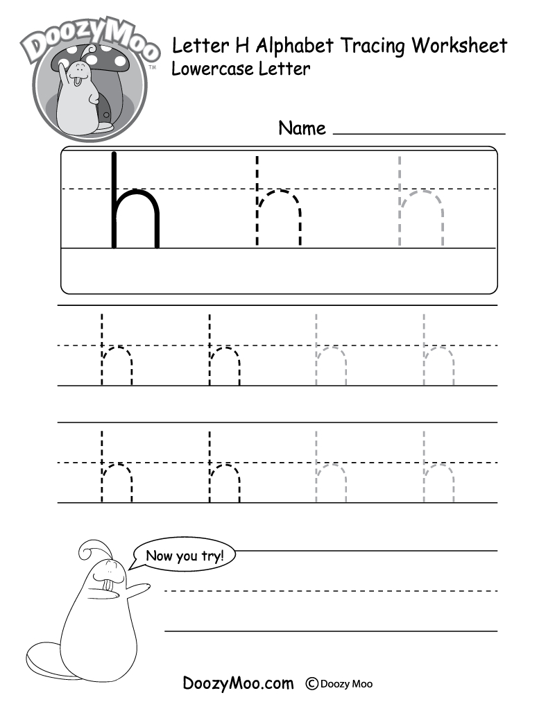 Lowercase Letter &amp;quot;h&amp;quot; Tracing Worksheet - Doozy Moo throughout Alphabet Worksheets H