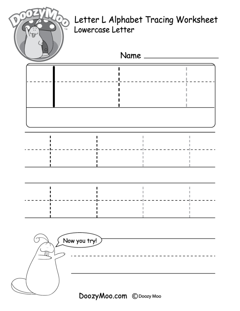 Lowercase Letter "l" Tracing Worksheet   Doozy Moo With Letter L Worksheets Pdf