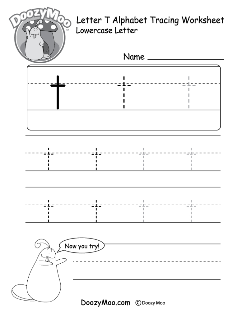 Lowercase Letter "t" Tracing Worksheet   Doozy Moo Regarding T Letter Worksheets