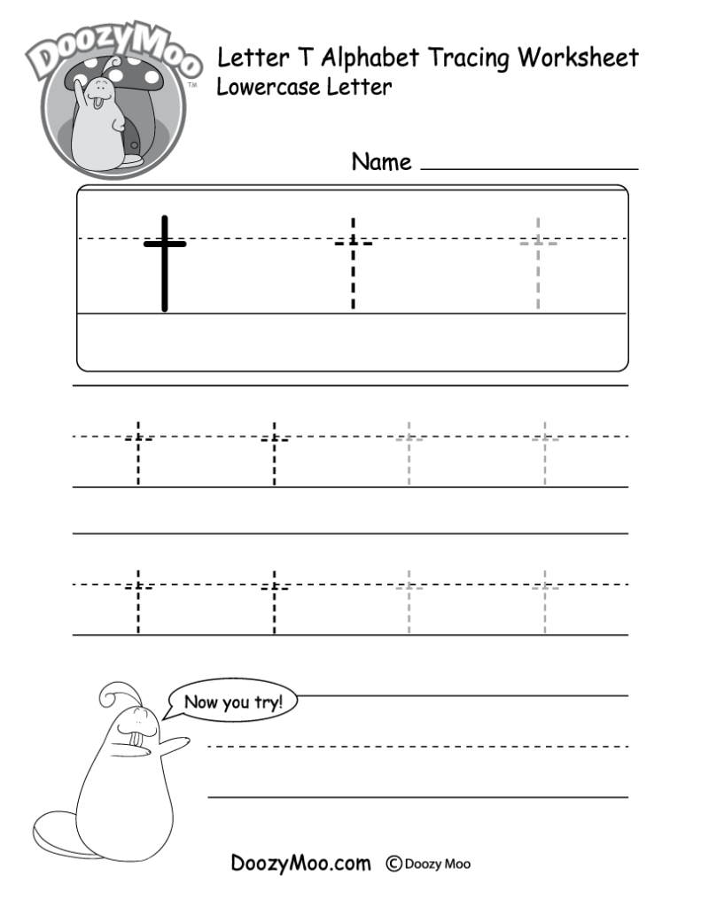 Lowercase Letter "t" Tracing Worksheet   Doozy Moo Within Letter T Worksheets Handwriting