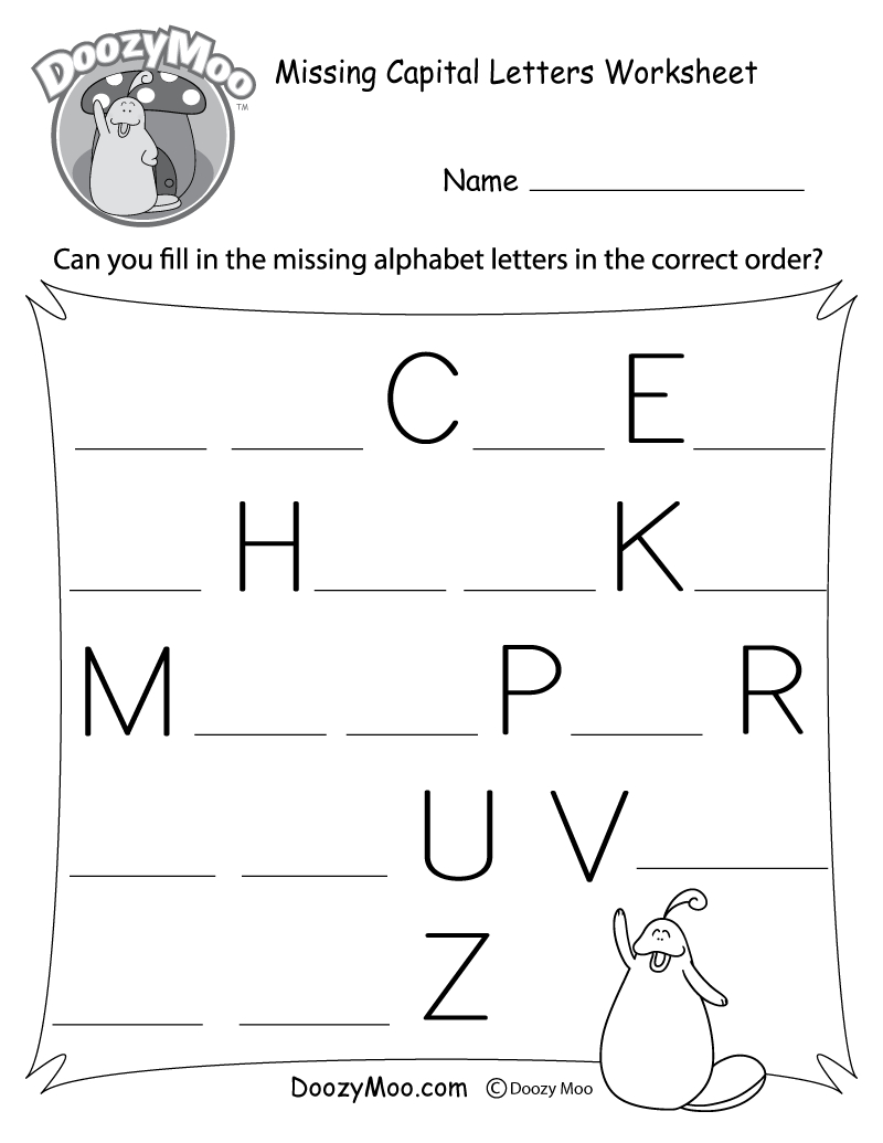 Missing Capital Letters Worksheet (Free Printable) - Doozy Moo intended for Alphabet Worksheets Letter I