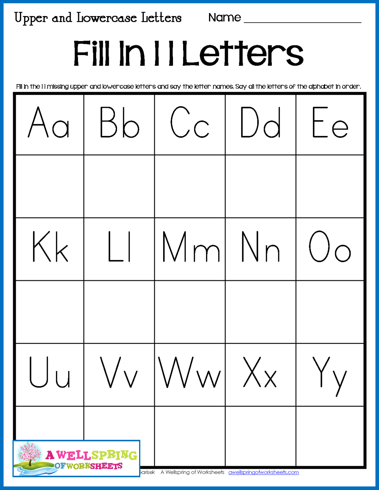 Alphabet Worksheets Fill In The Missing Letter | AlphabetWorksheetsFree.com