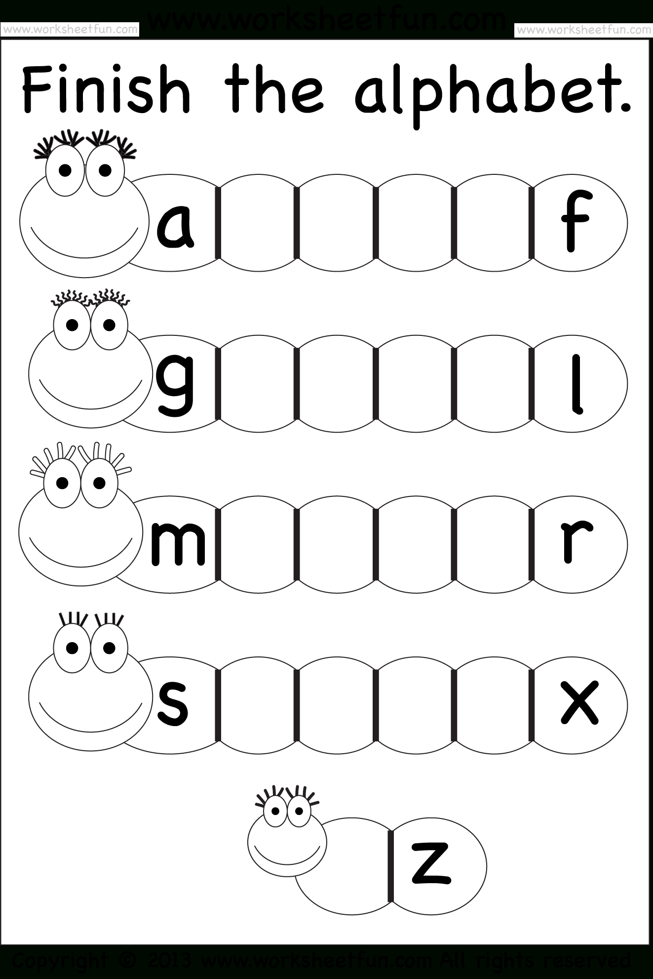 Missing Lowercase Letters – Missing Small Letters in Alphabet Worksheets Print
