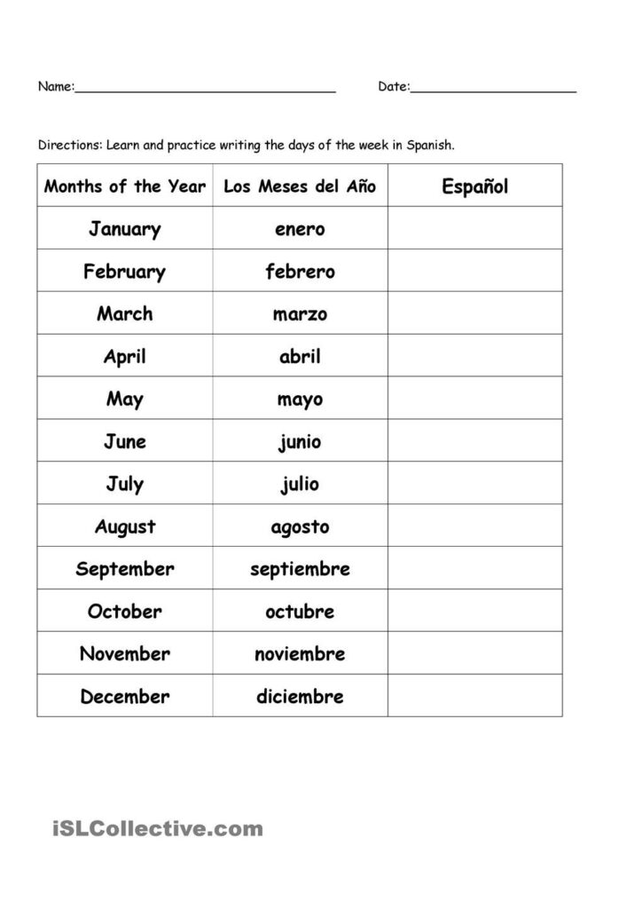 Months Of The Year In Spanish | Spanish Worksheets, Months For Alphabet Exercises In Spanish