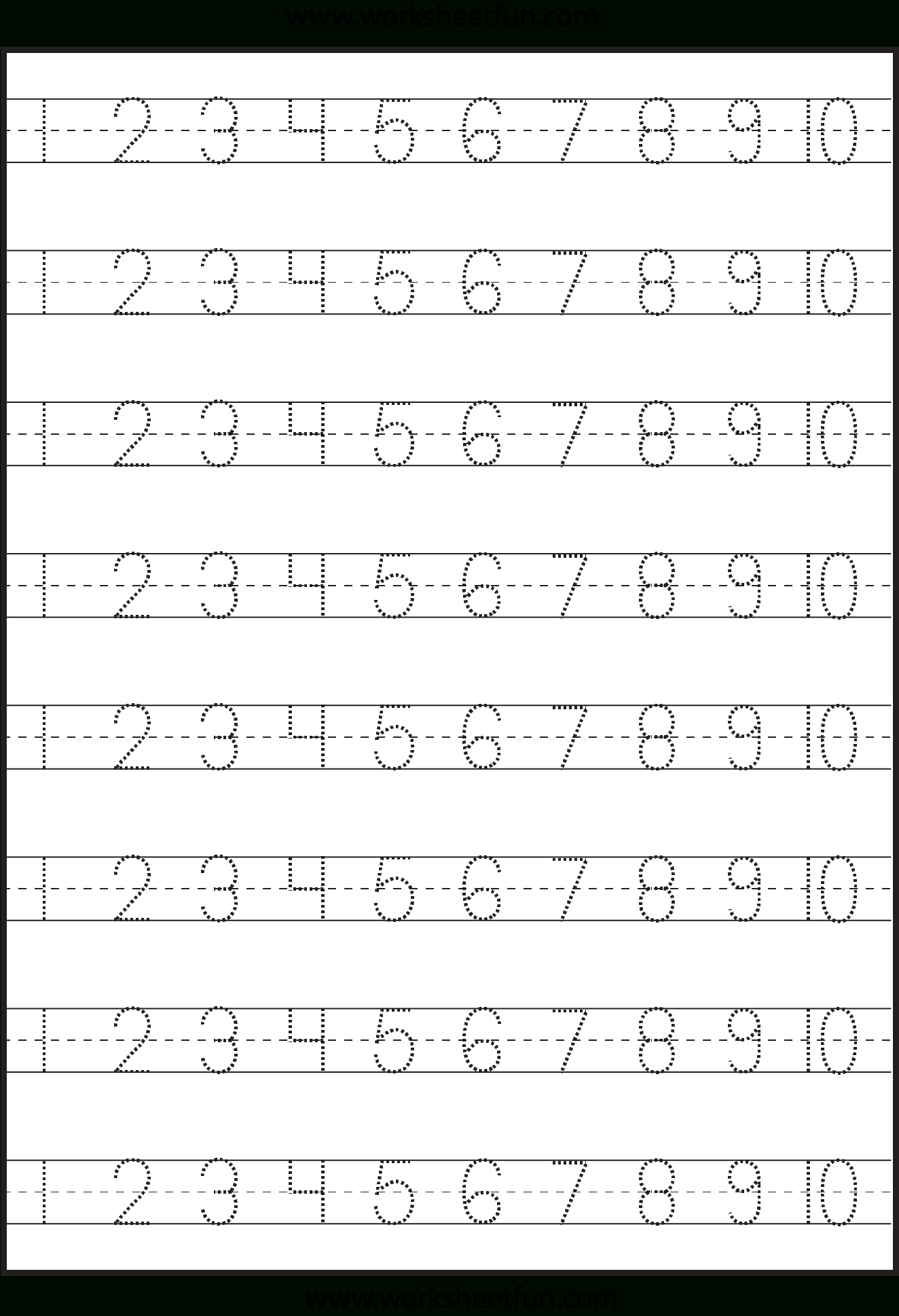 Number Tracing 1-10 - Worksheet | Kindergarten Worksheets with Grade 1 Alphabet Tracing Worksheets